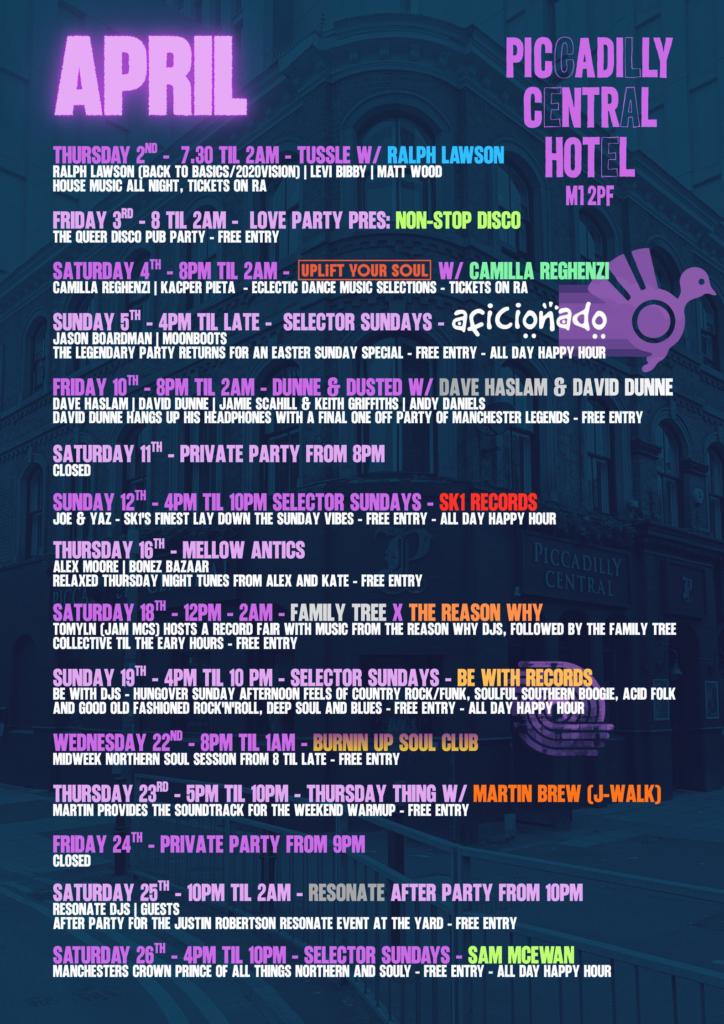 April 2026 Events at Piccadilly Central Hotel